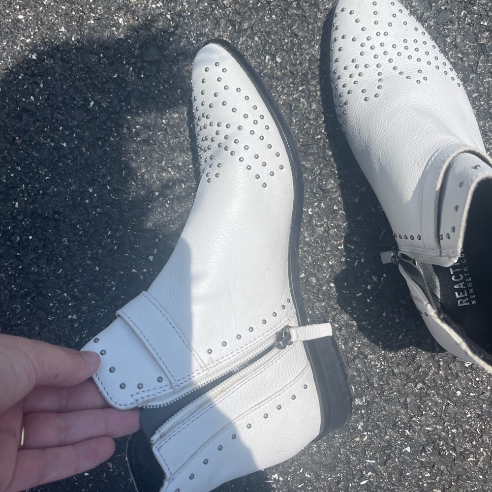 White studded boots